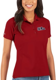 Antigua Ole Miss Rebels Womens Red Legacy Pique Short Sleeve Polo Shirt