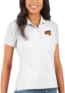 Antigua Northern Iowa Panthers Womens White Legacy Pique Short Sleeve Polo Shirt