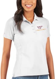 Antigua Virginia Tech Hokies Womens White Legacy Pique Short Sleeve Polo Shirt