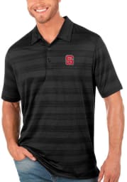 Antigua NC State Wolfpack Mens Black Compass Short Sleeve Polo
