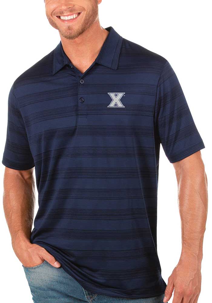 Antigua Xavier Musketeers Mens Navy Blue Compass Short Sleeve Polo