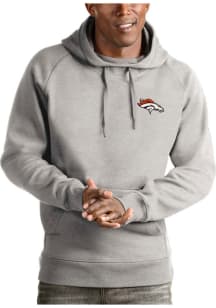 Antigua Denver Broncos Mens Grey Victory Long Sleeve Hoodie