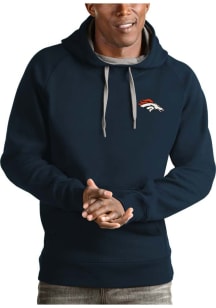 Antigua Denver Broncos Mens Navy Blue Victory Design Long Sleeve Hoodie