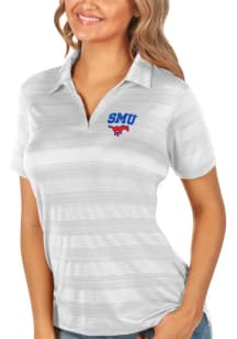 Antigua SMU Mustangs Womens White Compass Short Sleeve Polo Shirt
