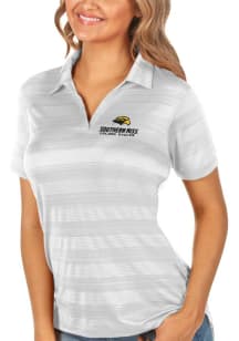Antigua Southern Mississippi Golden Eagles Womens White Compass Short Sleeve Polo Shirt
