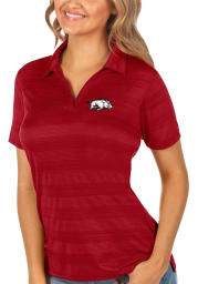 Antigua Arkansas Razorbacks Womens Red Compass Short Sleeve Polo Shirt