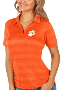Antigua Clemson Tigers Womens Orange Compass Short Sleeve Polo Shirt
