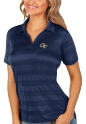 Antigua GA Tech Yellow Jackets Womens Navy Blue Compass Short Sleeve Polo Shirt