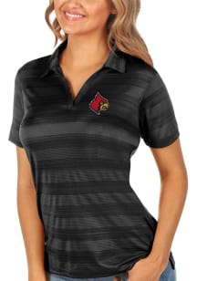 Antigua Louisville Cardinals Womens Black Compass Short Sleeve Polo Shirt