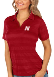 Antigua Nebraska Cornhuskers Womens Red Compass Short Sleeve Polo Shirt