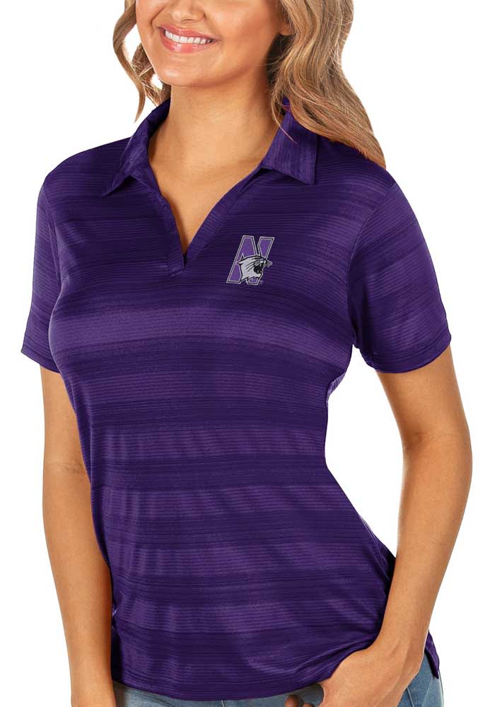 Antigua Northwestern Wildcats Womens Purple Compass Short Sleeve Polo Shirt