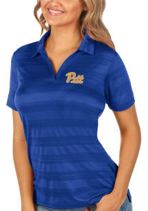 Antigua Pitt Panthers Womens Blue Compass Short Sleeve Polo Shirt