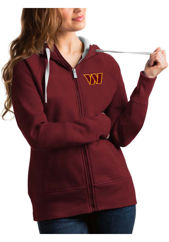 Antigua Washington Commanders Women's Maroon Victory Long Sleeve Full Zip Jacket, Maroon, 52% Cot / 48% Poly, Size L, Rally House