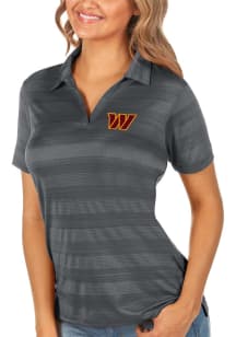 Antigua Washington Commanders Womens Charcoal Compass Short Sleeve Polo Shirt