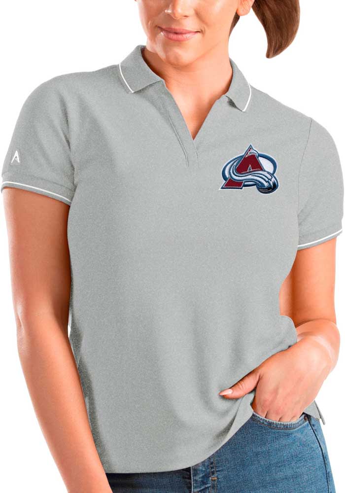Antigua Colorado Avalanche Womens Grey Affluent Polo Short Sleeve Polo Shirt