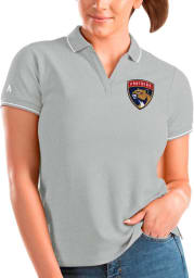 Antigua Florida Panthers Womens Grey Affluent Polo Short Sleeve Polo Shirt