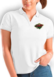 Antigua Minnesota Wild Womens White Affluent Polo Short Sleeve Polo Shirt