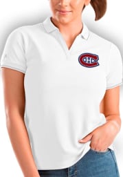 Antigua Montreal Canadiens Womens White Affluent Polo Short Sleeve Polo Shirt