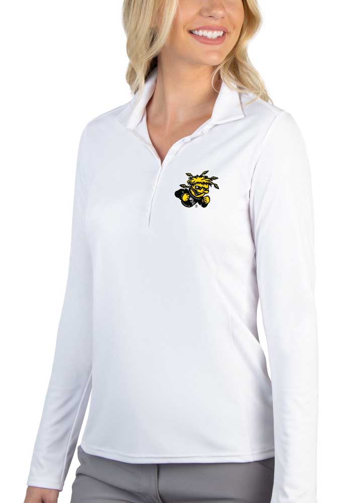 Antigua Wichita State Shockers Womens White Tribute Long Sleeve Polo Shirt