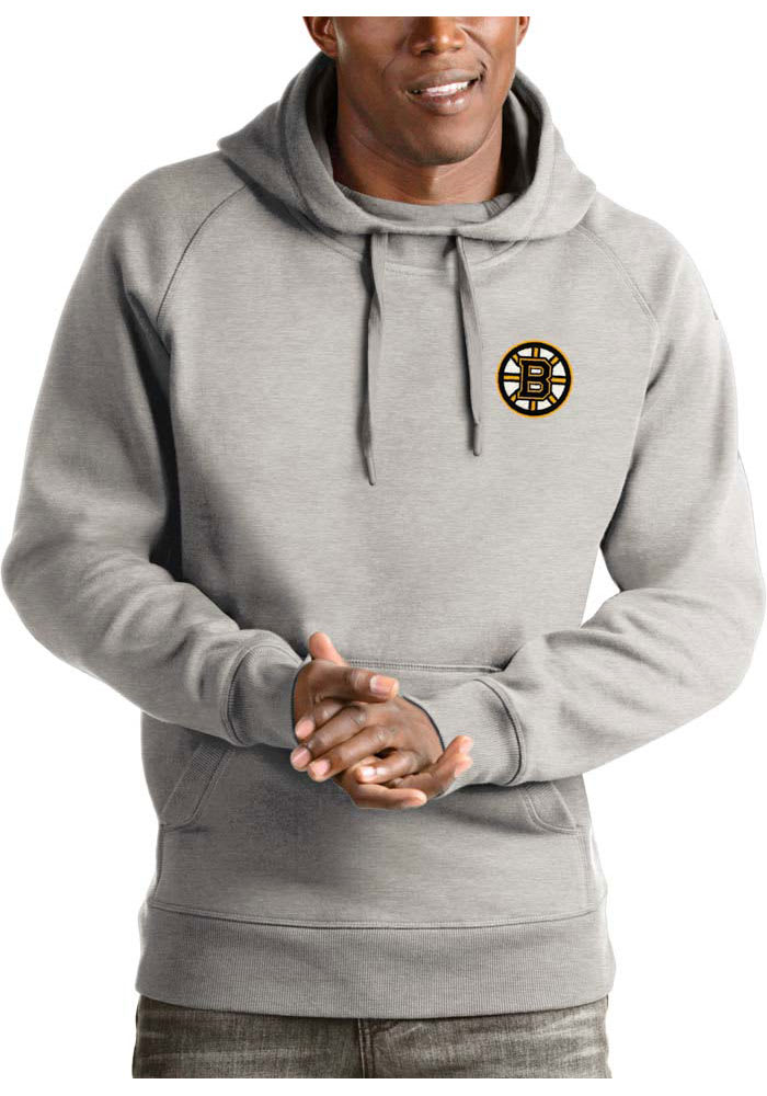 Antigua Boston Bruins Charcoal Victory Long Sleeve Hoodie, Charcoal, 52% Cot / 48% Poly, Size S, Rally House