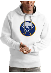Antigua Buffalo Sabres Mens White Full Front Victory Long Sleeve Hoodie