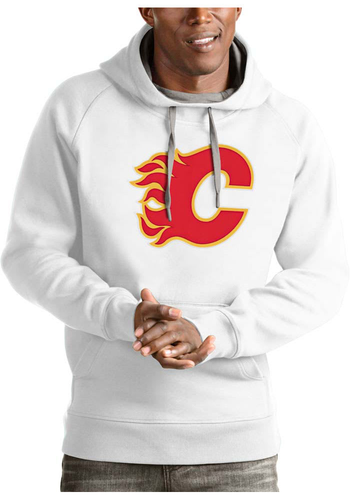 Antigua Calgary Flames Mens White Victory Long Sleeve Hoodie