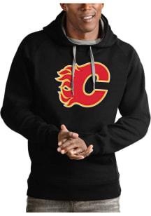 Antigua Calgary Flames Mens Black Full Front Victory Long Sleeve Hoodie