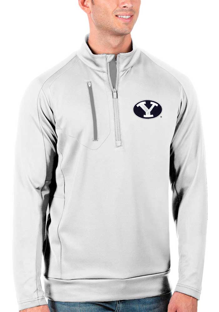 Antigua BYU Cougars Mens White Generation Long Sleeve 1/4 Zip Pullover