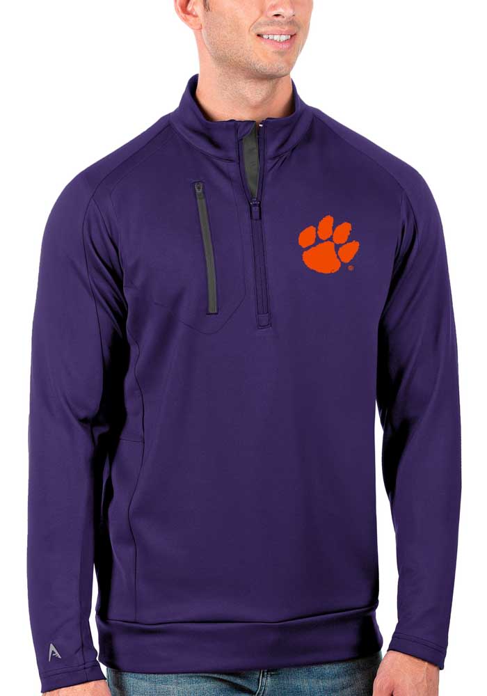Antigua Clemson Tigers Mens Purple Generation Long Sleeve 1/4 Zip Pullover
