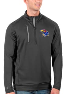 Antigua Kansas Jayhawks Mens Grey Generation Long Sleeve 1/4 Zip Pullover