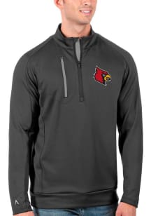 Antigua Louisville Cardinals Mens Grey Generation Long Sleeve 1/4 Zip Pullover