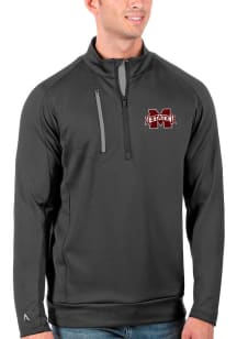 Antigua Mississippi State Bulldogs Mens Grey Generation Long Sleeve 1/4 Zip Pullover