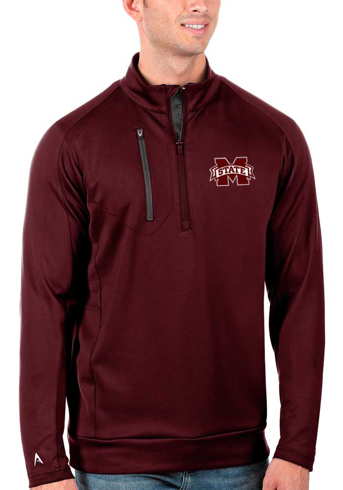 Antigua Mississippi State Bulldogs Mens Red Generation Long Sleeve 1/4 Zip Pullover