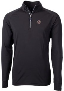 Cutter and Buck Boston College Eagles Mens Black Adapt Eco Knit Recycled Big and Tall 1/4 Zip Pu..