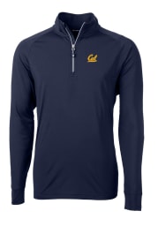 Cutter and Buck Cal Golden Bears Mens Navy Blue Adapt Eco Knit Recycled Big and Tall 1/4 Zip Pullover