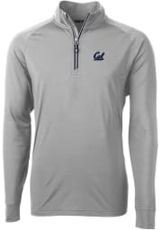 Cutter and Buck Cal Golden Bears Mens Grey Adapt Eco Knit Recycled Big and Tall 1/4 Zip Pullover