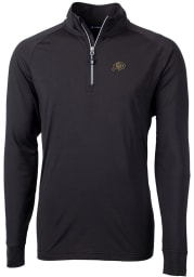 Cutter and Buck Colorado Buffaloes Mens Black Adapt Eco Knit Recycled Big and Tall 1/4 Zip Pullover