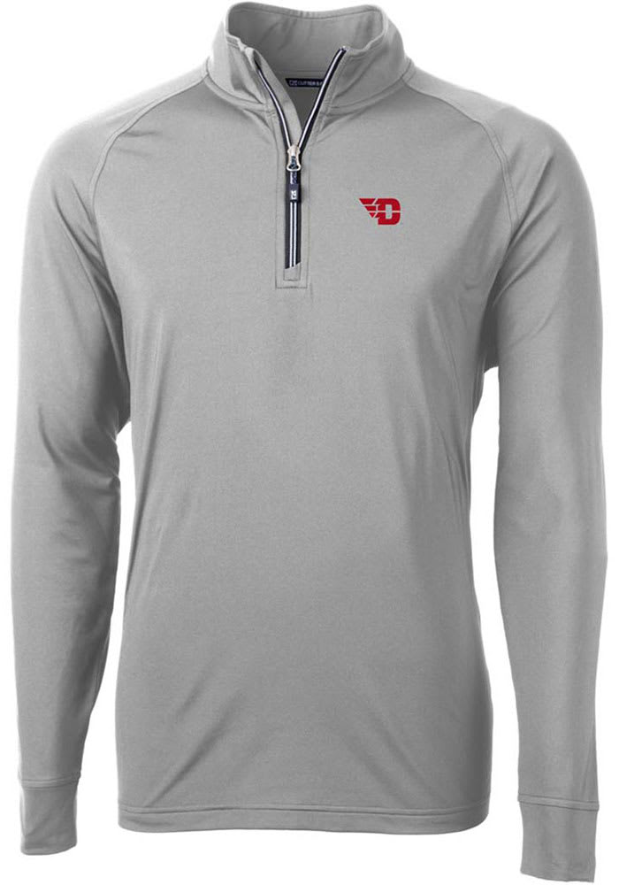 Cutter and Buck Dayton Flyers Mens Grey Adapt Eco Knit Recycled Big and Tall 1/4 Zip Pullover