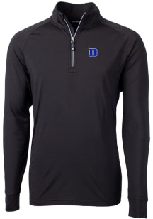 Cutter and Buck Duke Blue Devils Mens Black Adapt Eco Knit Recycled Big and Tall 1/4 Zip Pullove..