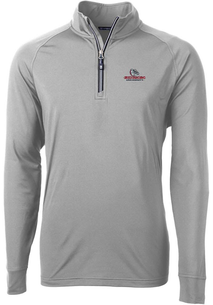 Cutter and Buck Gonzaga Bulldogs Mens Grey Adapt Eco Knit Recycled Big and Tall 1/4 Zip Pullover