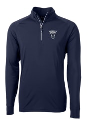 Cutter and Buck Howard Bison Mens Navy Blue Adapt Eco Knit Recycled Big and Tall 1/4 Zip Pullover