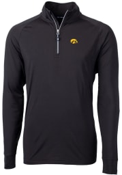 Cutter and Buck Iowa Hawkeyes Mens Black Adapt Eco Knit Recycled Big and Tall 1/4 Zip Pullover