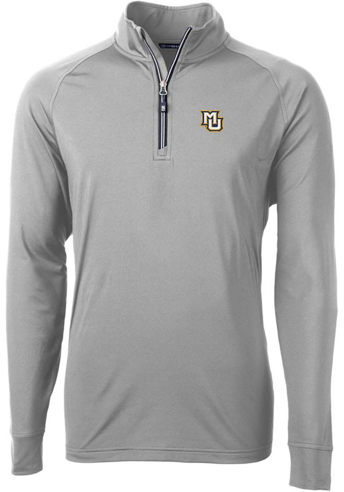 Cutter and Buck Marquette Golden Eagles Mens Grey Adapt Eco Knit Recycled Big and Tall 1/4 Zip Pullover