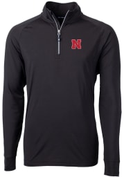 Cutter and Buck Nebraska Cornhuskers Mens Black Adapt Eco Knit Recycled Big and Tall 1/4 Zip Pullover