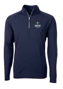 Cutter and Buck UNCW Seahawks Mens Navy Blue Adapt Eco Knit Recycled Big and Tall 1/4 Zip Pullov..