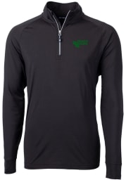 Cutter and Buck North Texas Mean Green Mens Black Adapt Eco Knit Recycled Big and Tall 1/4 Zip Pullover