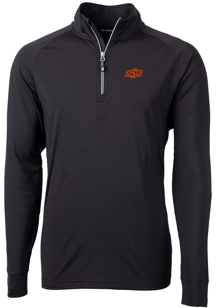 Cutter and Buck Oklahoma State Cowboys Mens Black Adapt Eco Knit Recycled Big and Tall 1/4 Zip Pullover