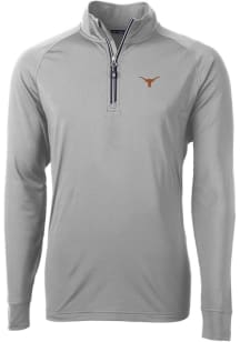 Cutter and Buck Texas Longhorns Mens Grey Adapt Eco Knit Recycled Big and Tall 1/4 Zip Pullover