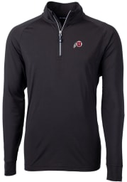 Cutter and Buck Utah Utes Mens Black Adapt Eco Knit Recycled Big and Tall 1/4 Zip Pullover