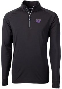 Cutter and Buck Washington Huskies Mens Black Adapt Eco Knit Recycled Big and Tall 1/4 Zip Pullo..